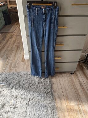 MOTHER Blue Flare Wide-Leg Jeans